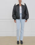 Faux Sherpa Collar Bomber Jacket