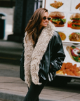 Fur Trimmed Leather Puffer