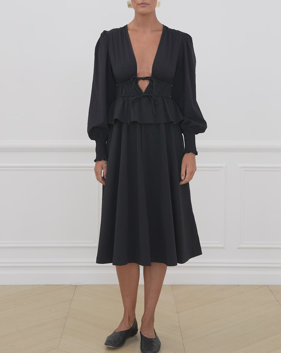 Poplin Peplum Midi Dress